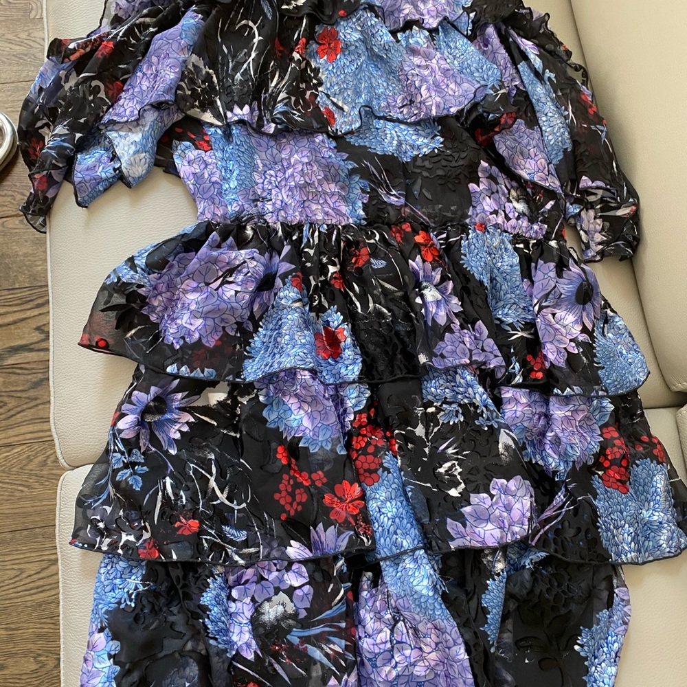 Nichola Cold Shoulder Ruffled Party Dress In Multi - Picture 8 of 10